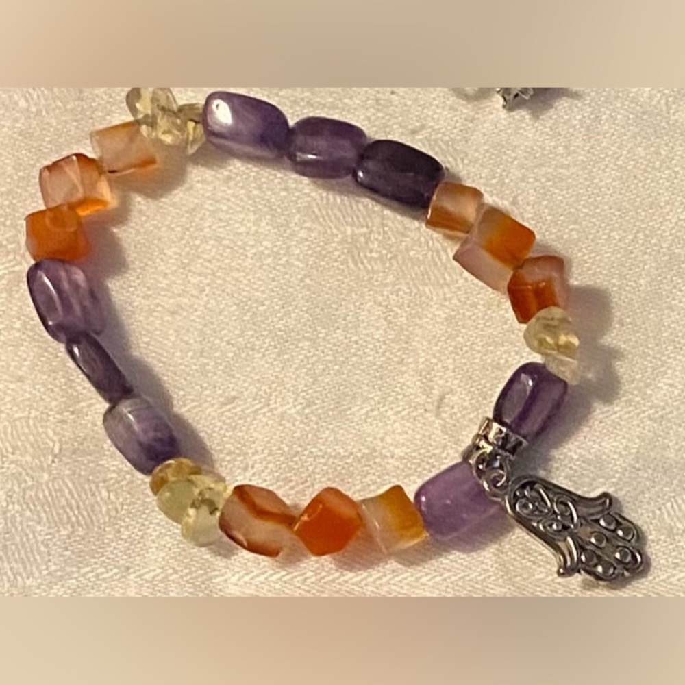Multiple crystals Hamsa charm bracelet